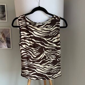Reformation Zebra Print Tank Top - Brown & Cream